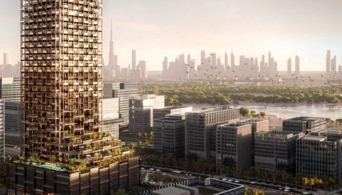 Vue architecturale d'un gratte-ciel moderne à Dubaï - Haaz Properties DUBAI - Haaz Properties