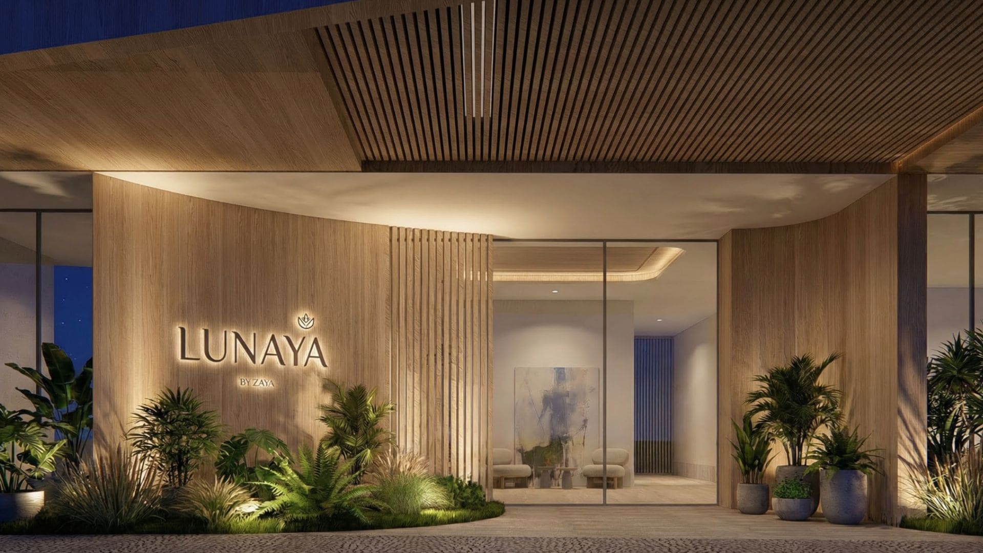 Lobby d'entrée de Lunaya by Zaya à Dubaï - Haaz Properties DUBAI - Haaz Properties