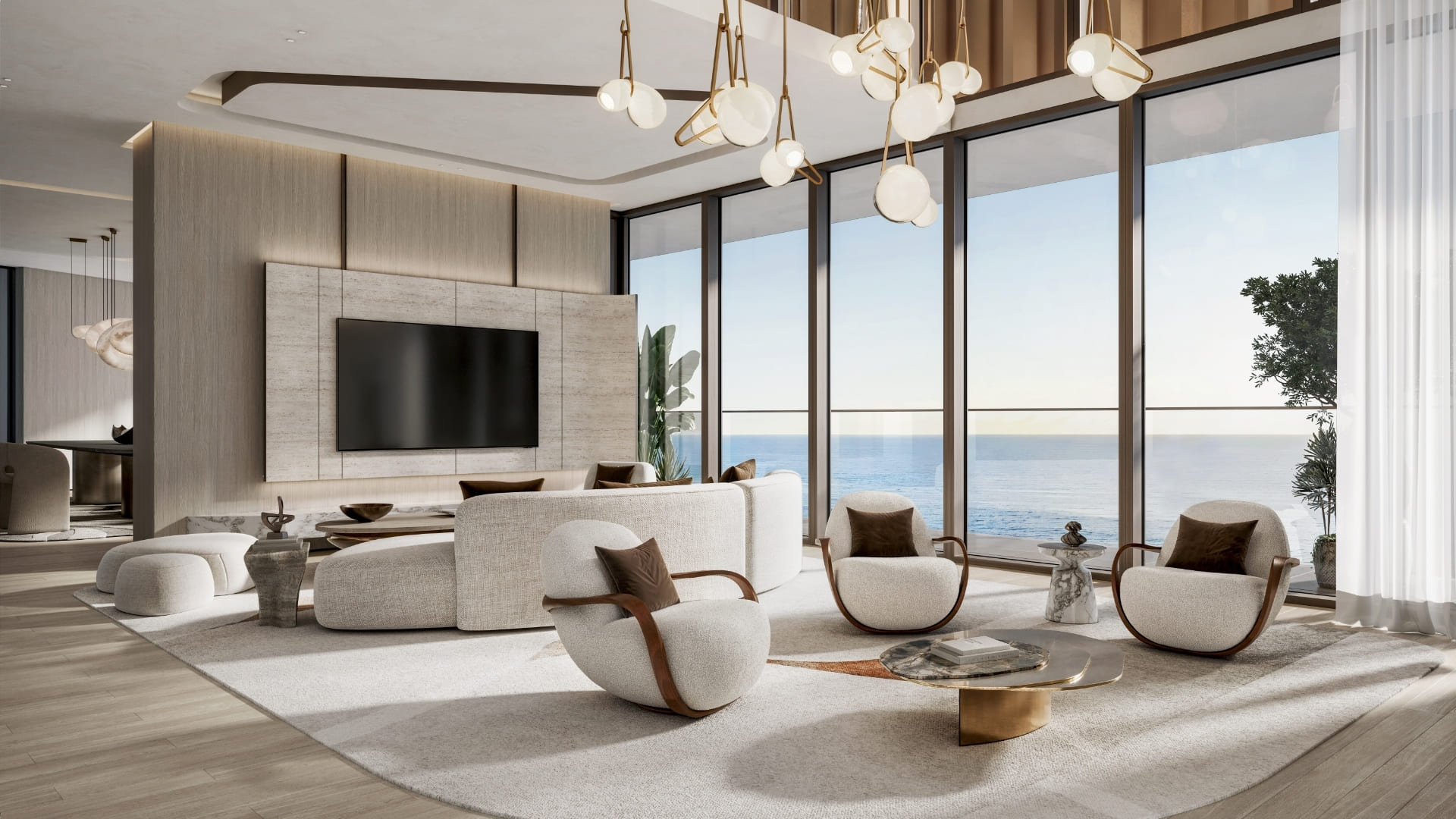 Salon luxueux avec vue sur la mer à Dubaï - Haaz Properties DUBAI - Haaz Properties
